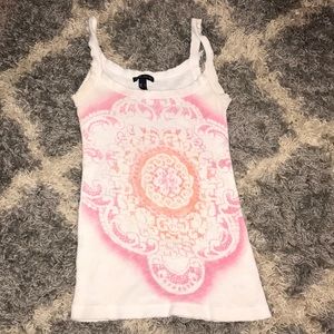 Factory distressed white and coral tank.